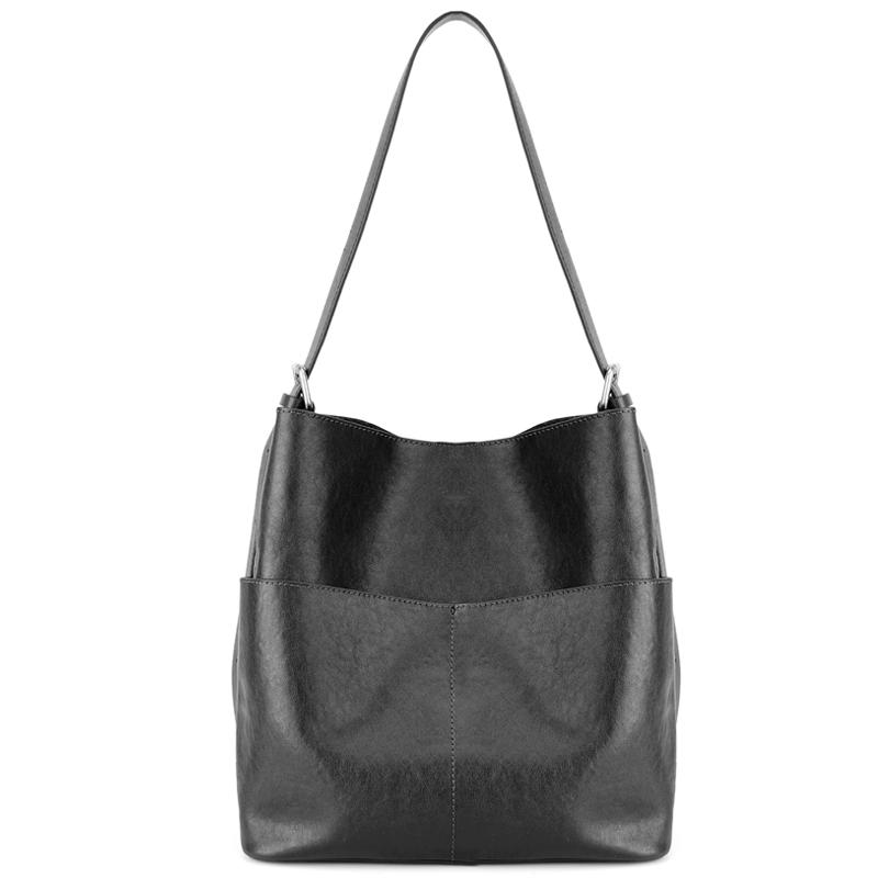 

Women s fashiable cowhide handbag luxurious design multi pocket shoulder bag genuine leather tote shoulder bag large capacity 26x14.5x28cm чёрный