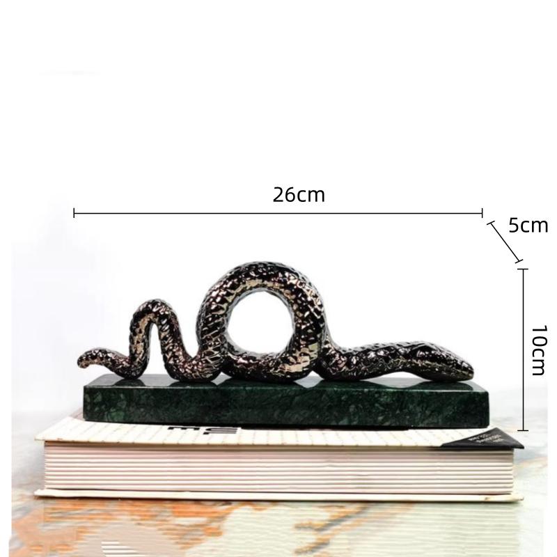 

Ceramic Handicrafts Silver Snake Figurine Simulated Snake Statue Marble Base Decorative Figurines Home Decoration Accessories