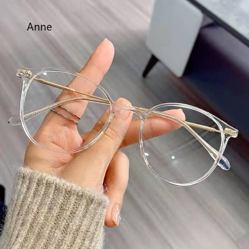 Ultralight Round Myopia Glasses for Women Retro Brown TR Frame Prescription 0 -4.0 Blue Light Blocking