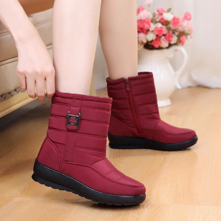 Новые зимние ботинки для женщин зимние нескользящие хлопковые ботинки для мам и пожилых людей средние зимние ботинки водонепроницаемые зимние ботинки для женщин утолщенные 39 красный 2490₽