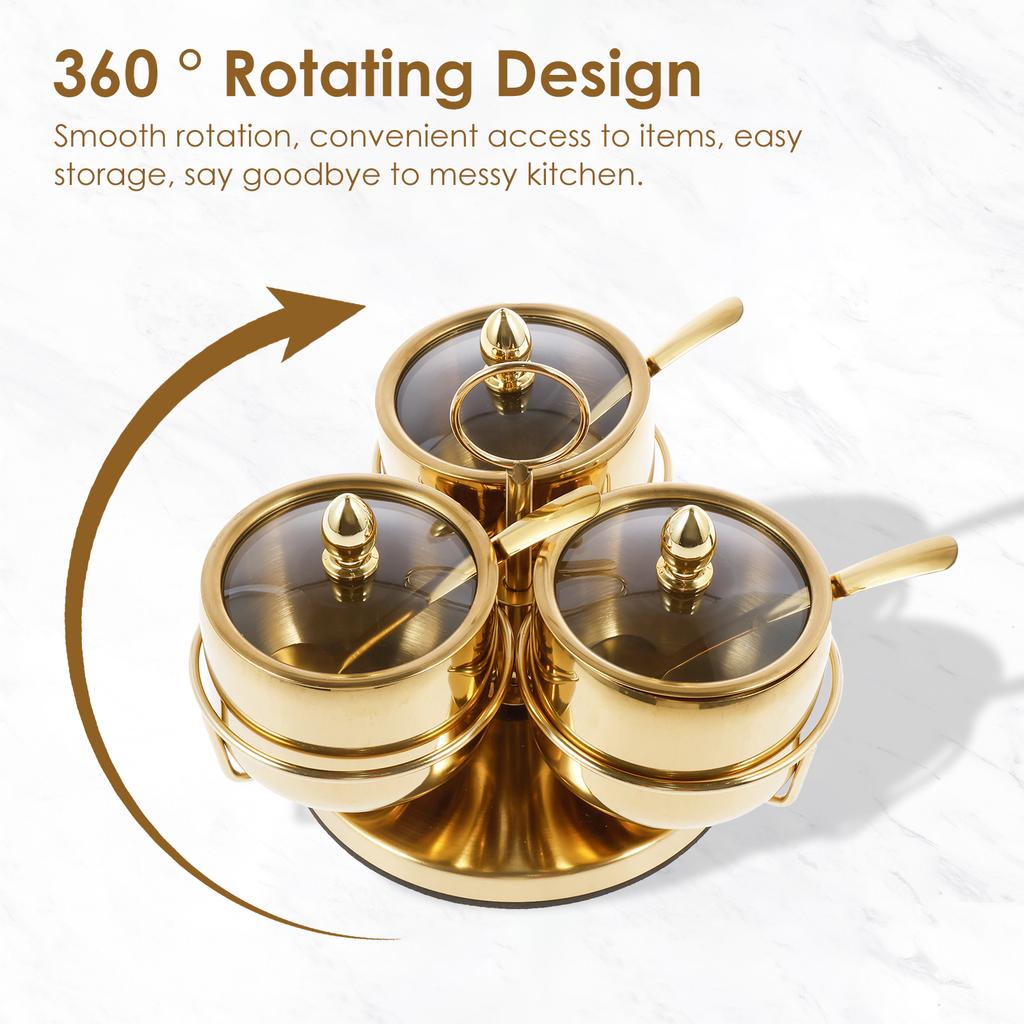 Stainless Steel Sugar Bowl Set with Lid Spoon Holder for Serving Sugar Pepper Salt Spice Small Condiment Container Kitchen Tools