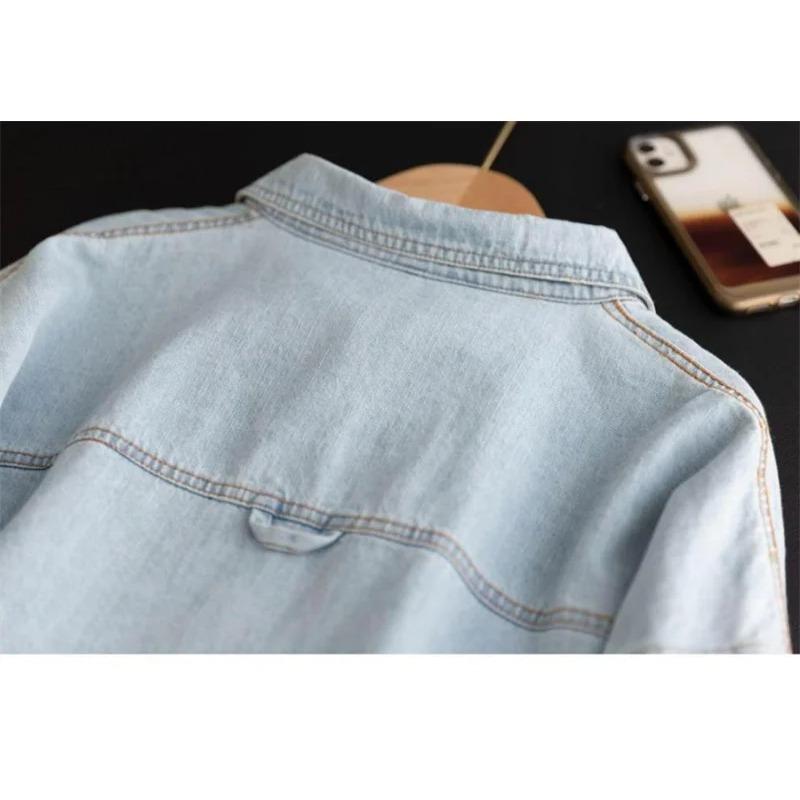 Women's Shirt Spring Autumn Korean Denim Shirt Jacket Women Long Sleeved Loose Ladies Jeans Blouse Tops Lady