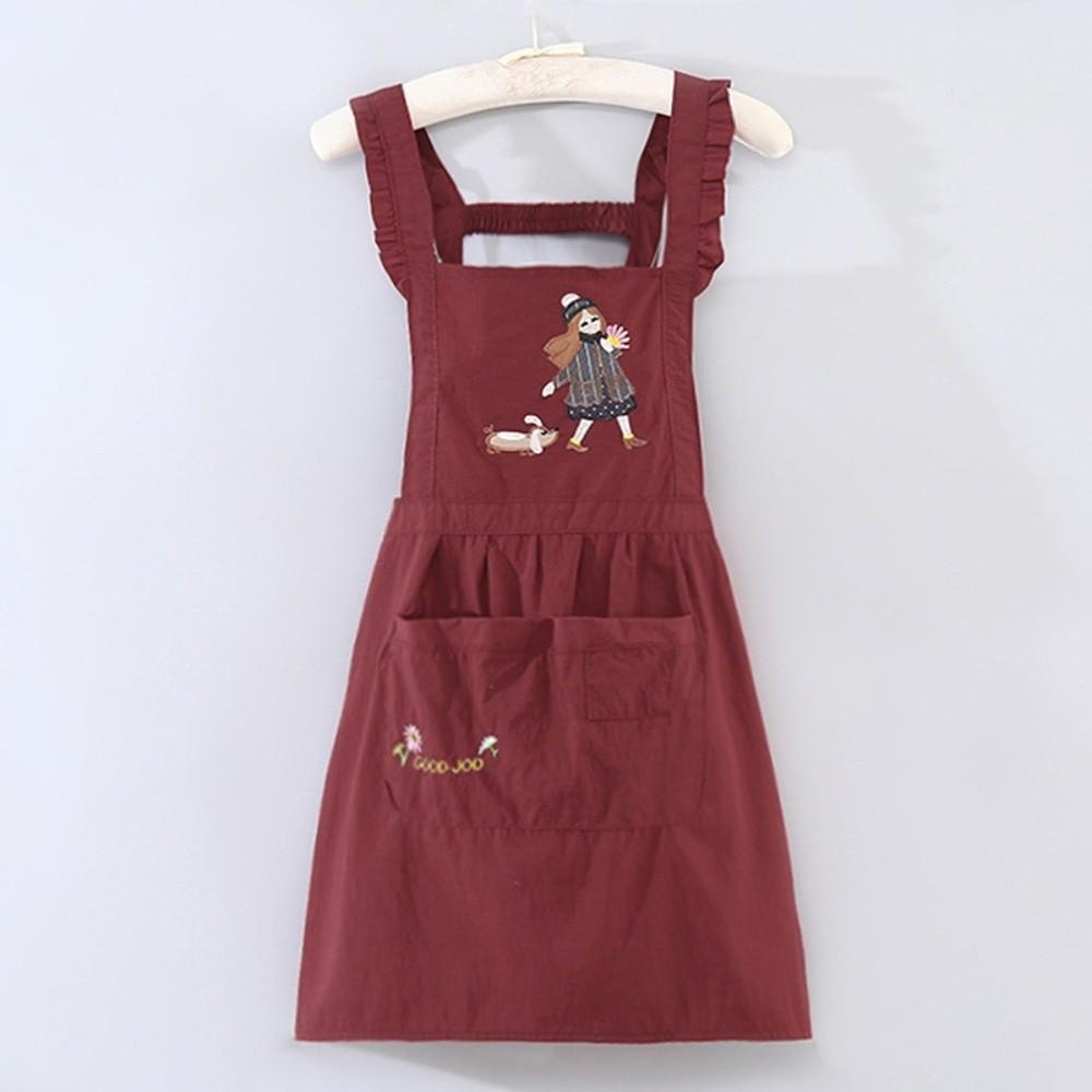 Cartoon Kitchen Apron Princess Style Anti-fouling Cooking Baking Bibs Cross Back Waterproof Restaurant Uniform for Women