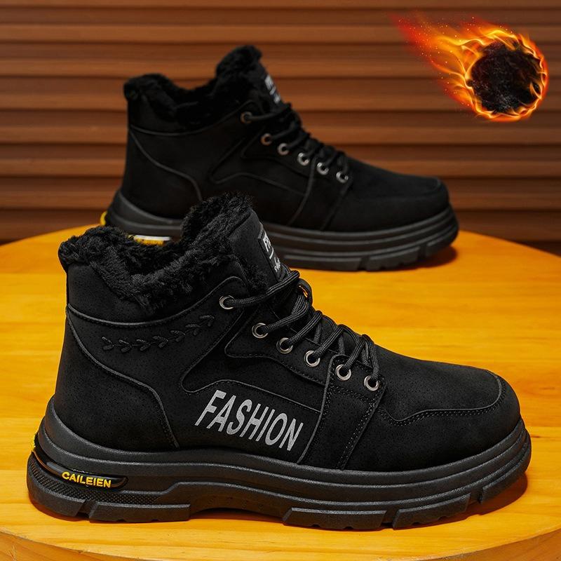 Mens Soft Elastic Cold Warm Padded Snow Boots Thick-soled Non-slip Wear-resistant Outdoor Casual Sneakers Martin Cotton Boots