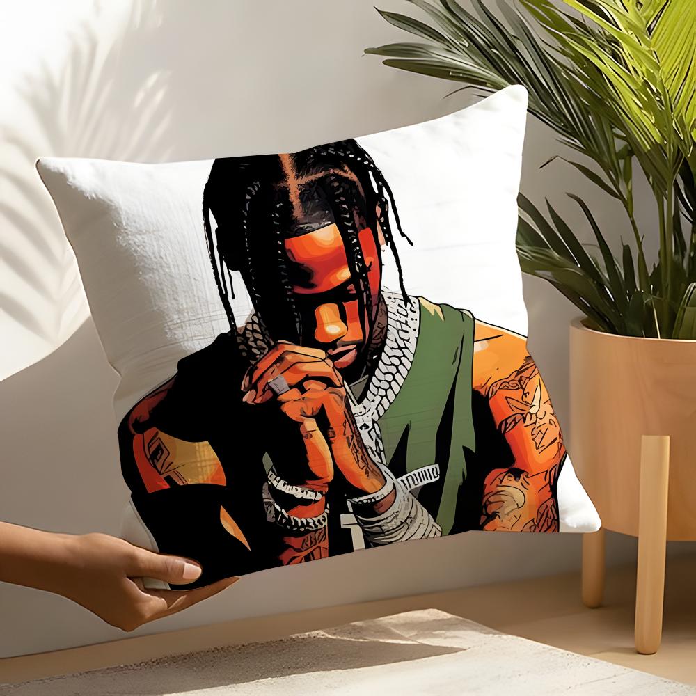 Legendary Rapper T-Travis Scott Pillow Case Linen Cushion Covers For Decorative Sofa Home Pillows Case Car Chair Pillows Cases