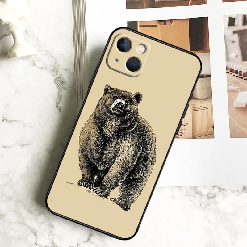 

Cartoon Grizzly Bear Phone Case For iPhone 17 16 14 13 12 11 15 Pro Max Plus 12 13 Mini 16e 17 Air Cover Coque iPhone 15 Pro