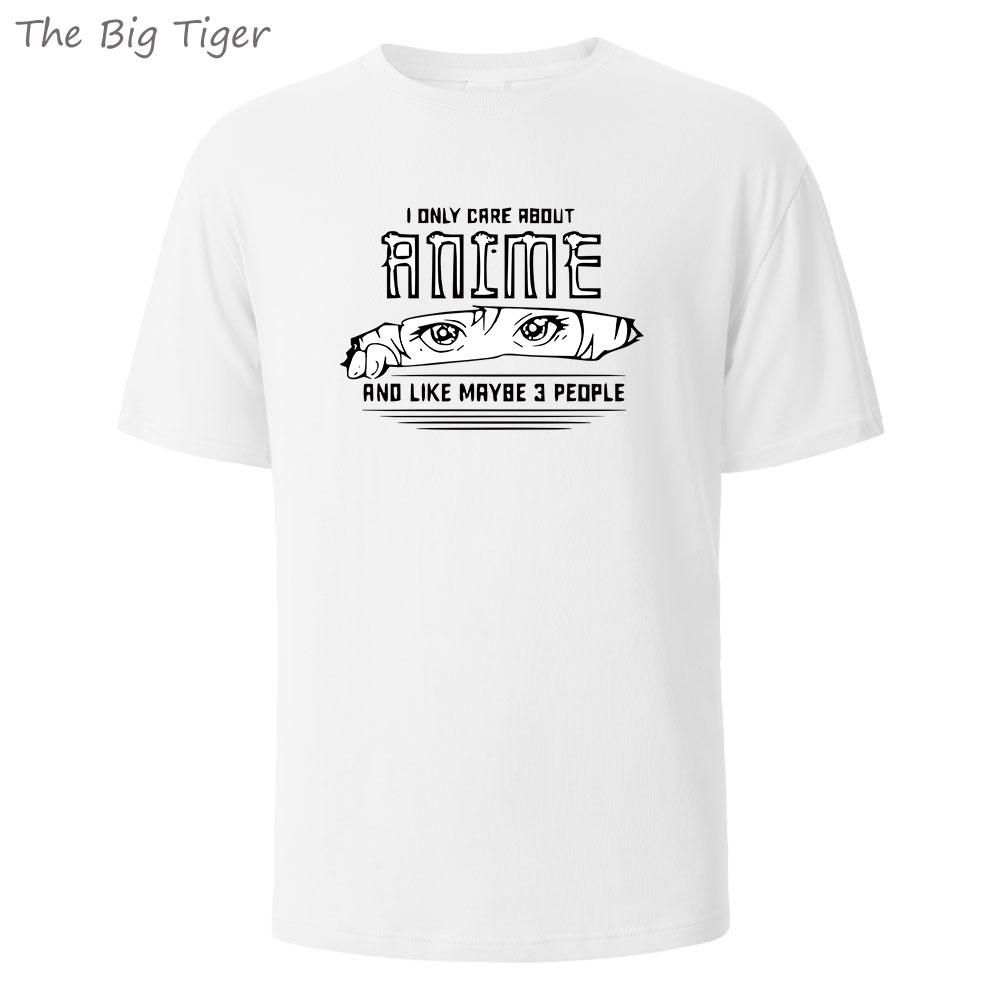 Anime Printed Summer Cotton Mens Tee Lightweight Round Neck Breathable Fabric Casual Simple Style Tshirt Mens Tshirt Fashion S