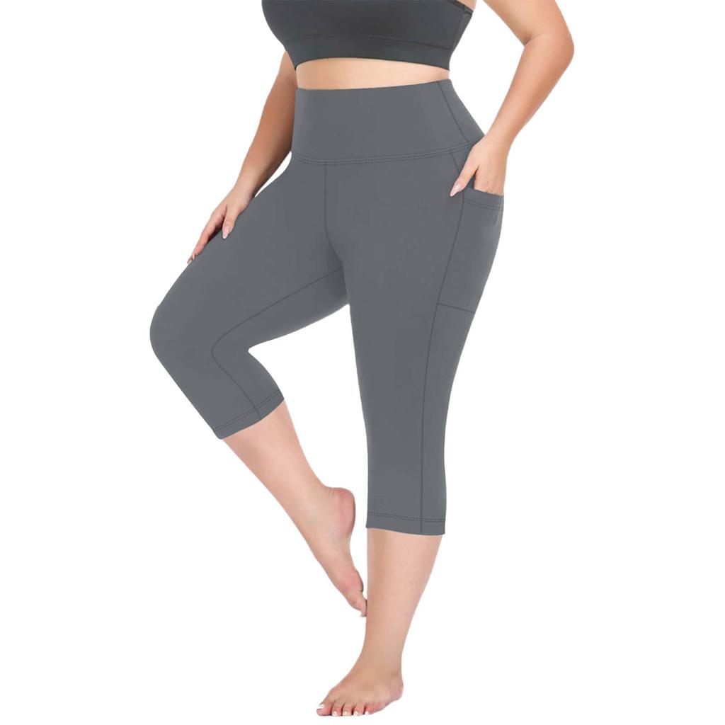 Women's Fashionable Casual Plus Size Athletic Leggings With High Waist And Butt-Lifting Effect 7/8 Length Yoga Shorts