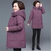 Damen Parka Übergroße Winterjacke Winddicht Warm Oberbekleidung Mittleren Alters Mutter Baumwollgepolsterter Mantel Langer Kapuzenparka