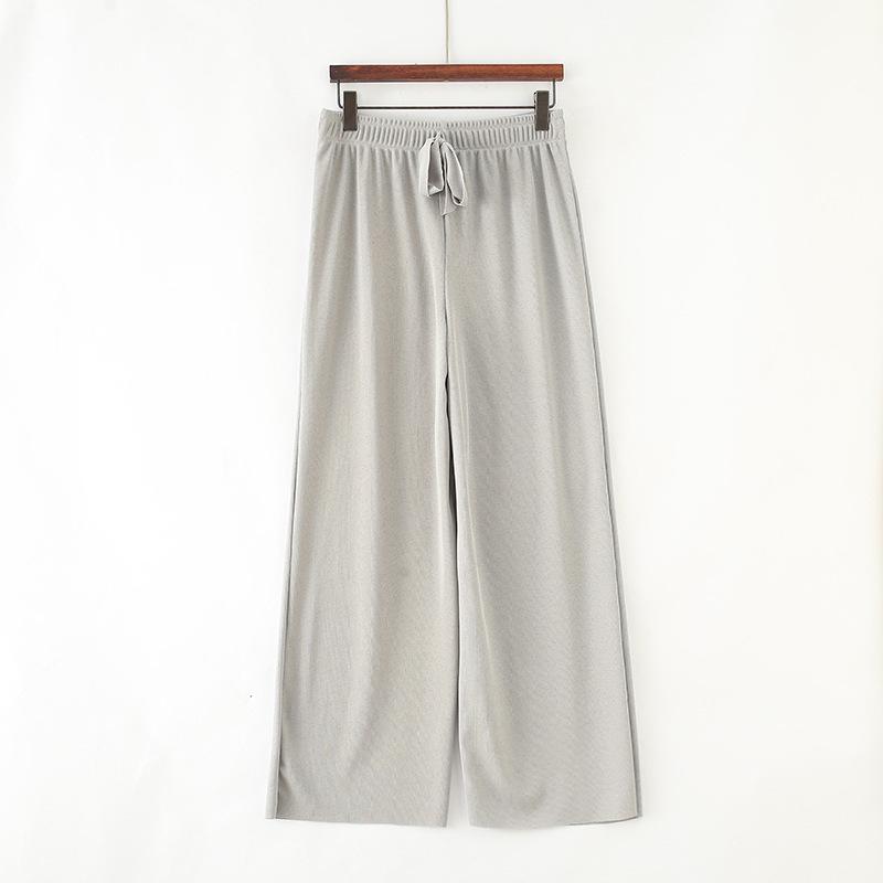 Paris High Waist Ice Silk Drape Pants - Summer Loose Straight Leg