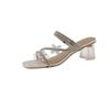 French transparent fairy wind cool slippers 2025 summer new wear thick heel fashion versatile bow sandals woman