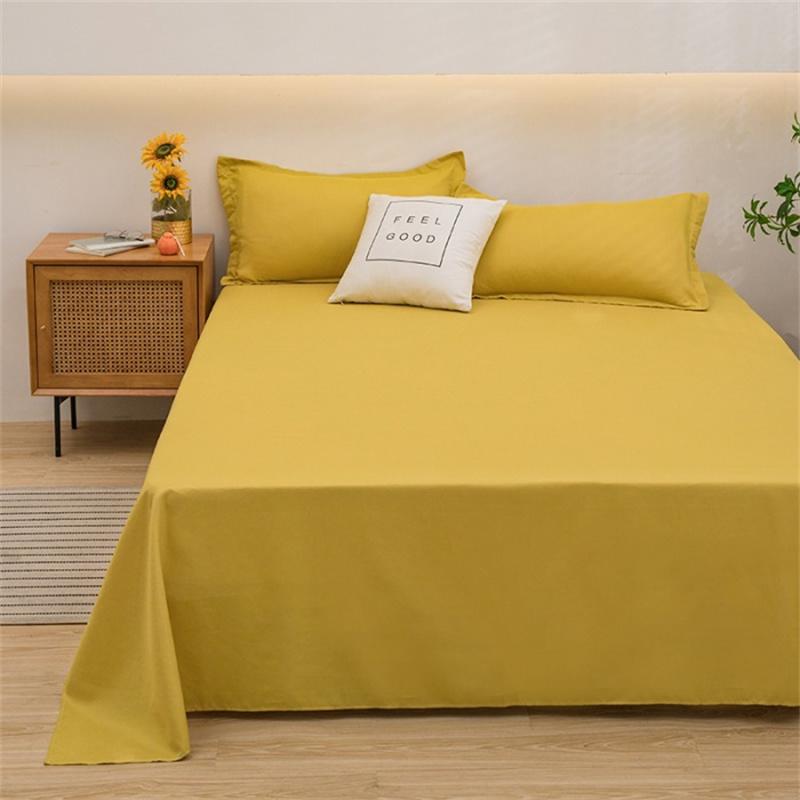 1PC Bed Flat Sheet for Double Bed Plain Solid Color Top Sheets Single/Queen/King Flat Bedsheets Soft Home Bed Linen Sheets