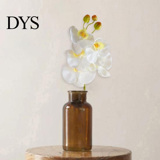 Fake Floral Decoration Artificial Moth Orchids with Stem Realistic 5 Head Phalaenopsis Flower Indoor Decor Flowers Home Office Table Centerpiece Faux