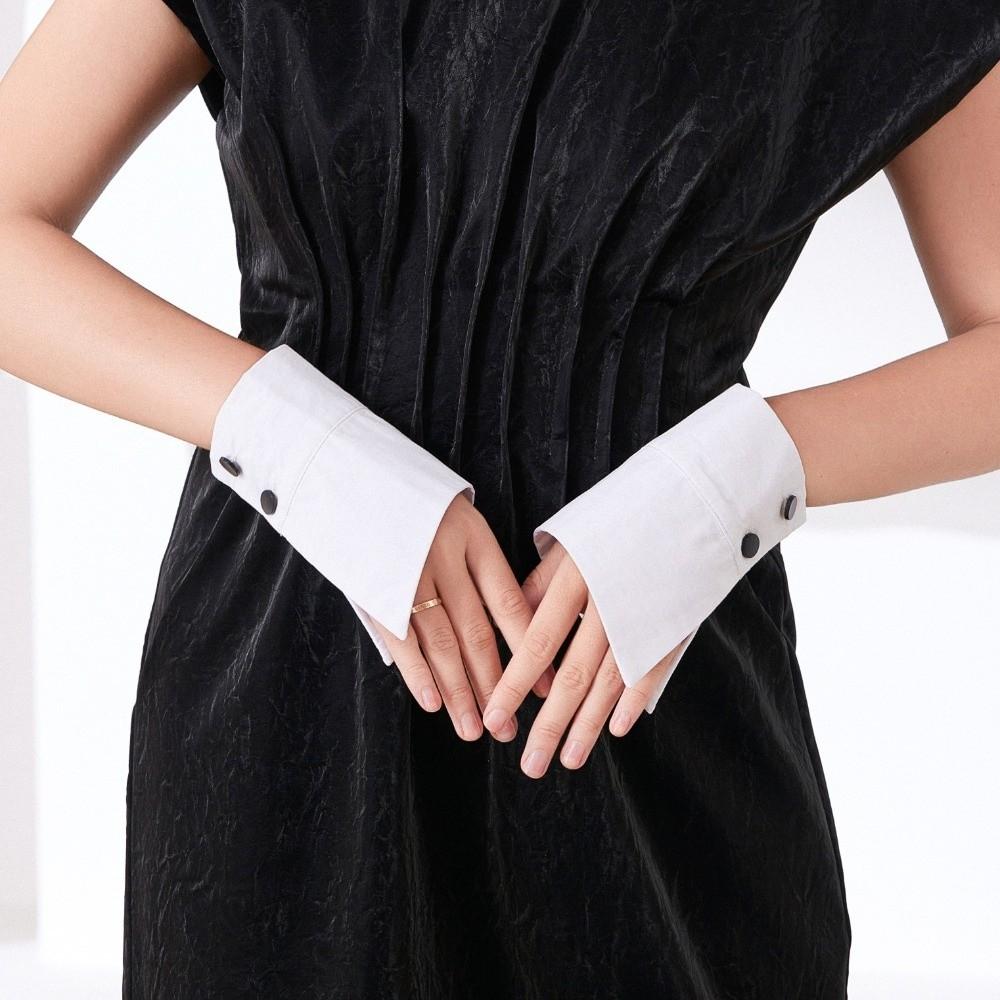 Creative White Fake Cuffs Button Decorative Cuff Extension Wrist Cuffs Detachable Elegant Fake Shirt Cuffs Clothing Accessories