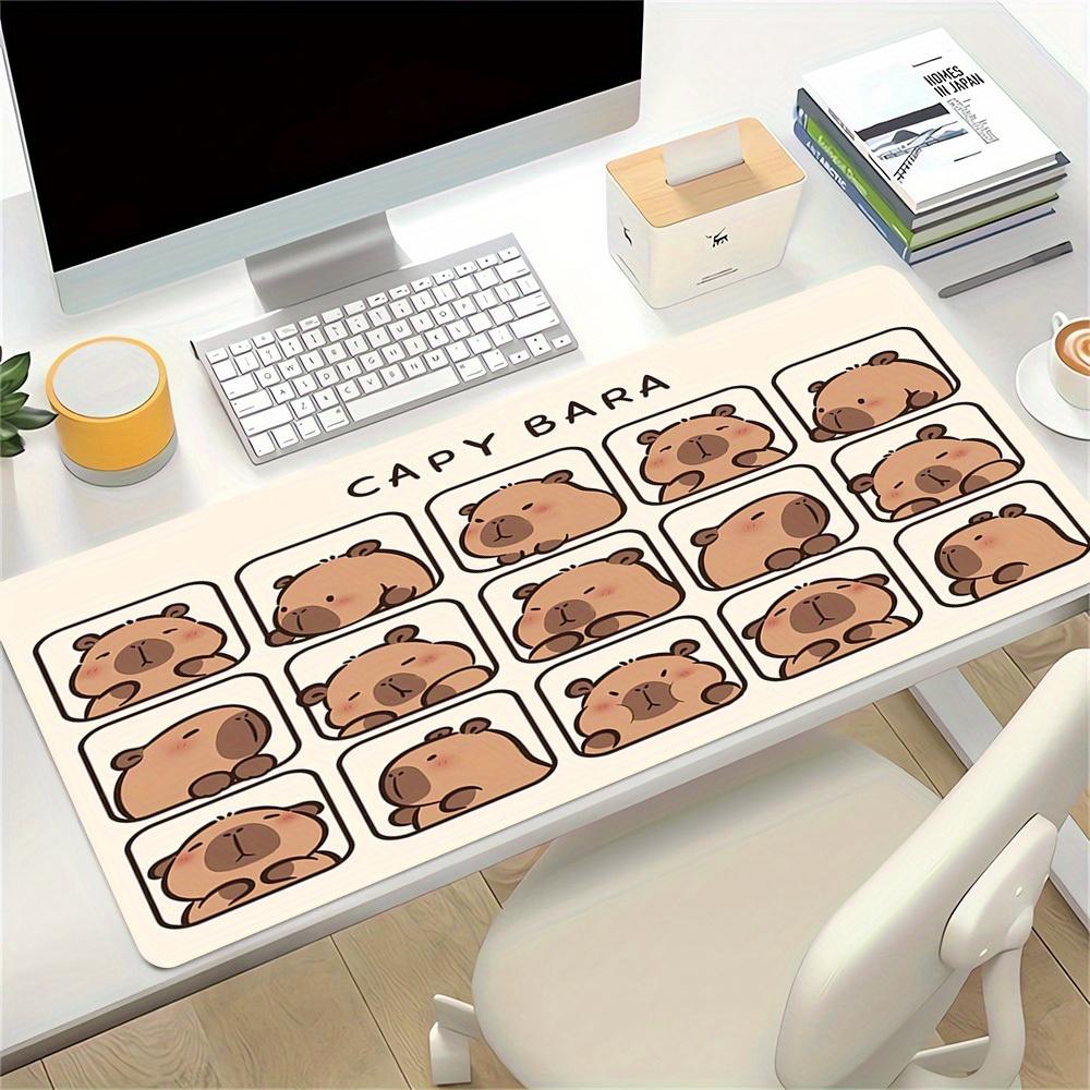Large Multi-Size Non-Slip Rubber Base Capybara, Cute, Expressions Mouse Pad, Stitched Edges Keyboard Desk Mat for School, Office, Home, Gift
