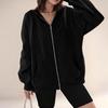 Women's Solid Color Zipper Sweatshirt Tops Daily Casual Jacket
