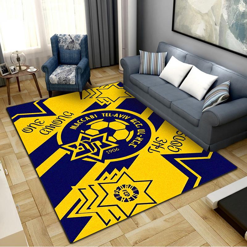 Tappeto Maccabi Tel Aviv FC per Soggiorno Camera da Letto Casa Decorazione Divano, Tappetino Antiscivolo per Giochi Bambini