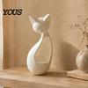 Lightweight PLA Home Decor Minimalist Abstract Sleeping Cat Statue, 3D Printed Matte White Hollow Ornament for Cream Style Accessories Tabletop