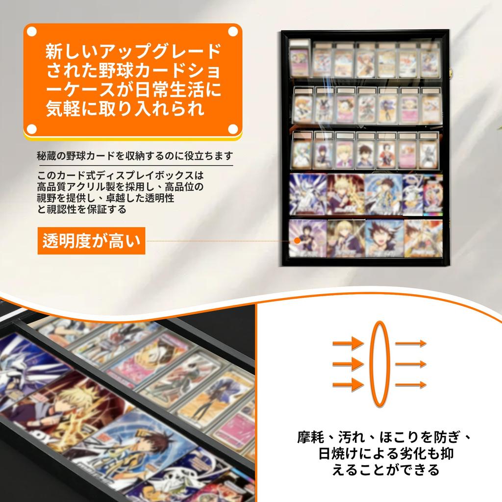 RLOAO Trading Card Display UV Large Card Premium Display Case with Lock and Opening Highly Fashionable and Holds 35 Trading Sun and Dust 62cm Wide x