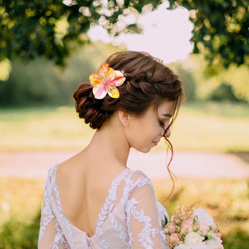 Große, hochwertige Haarspange mit Farbverlauf und Plumeria-Blume (1 Stück)