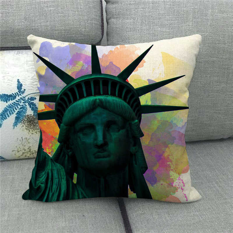 The Statue Of Liberty (Independent And Free) Digital Printing Short Plush Pillow Covers For Sofa Office Cushion Cover Home Goods
