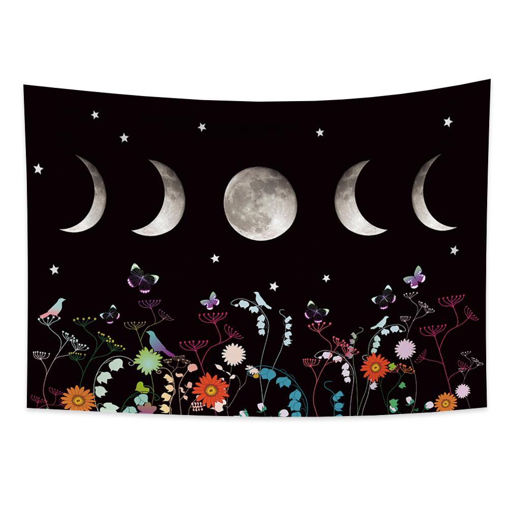 Tarot Faza Lunii Tapiserie cu flori Fluture Craniu Agățat pe perete Decor scenă psihedelică Decorare vrăjitorie Decorare cameră