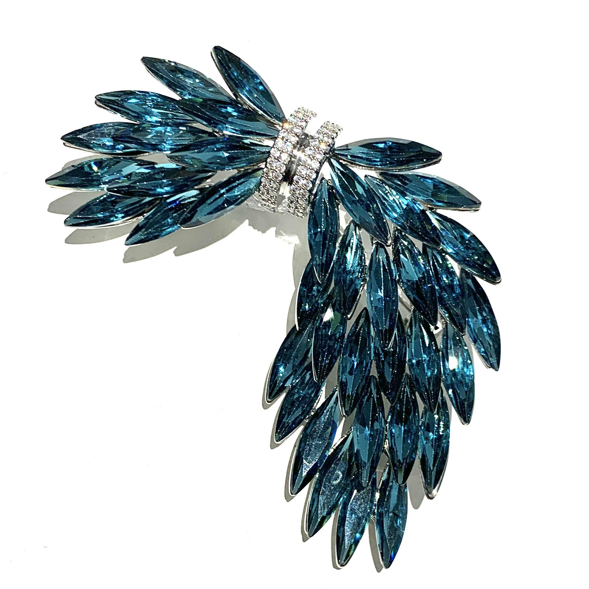 Bo Xin Yun Luxury Austrian Crystal Feather Brooch - Elegant Winged Corsage