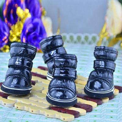 4pcs/set Waterproof Dog Shoes Leather Non-Slip Pet Snow Boots Winter Warm Casual Booties For Small Dogs Chihuahua Teddy Footwear