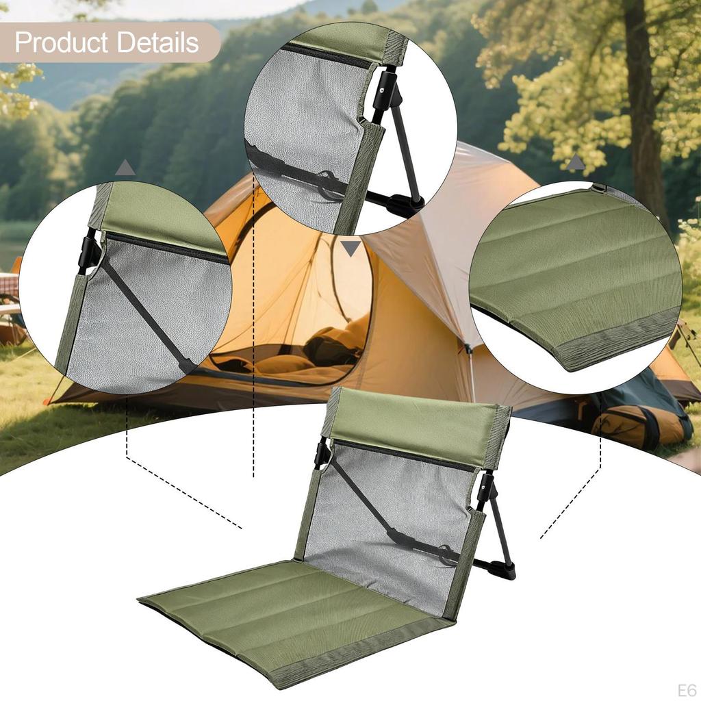 Camping Chair with Backrest Camp Seat Beach Cushion Lounge Foldable for Park Barbecue