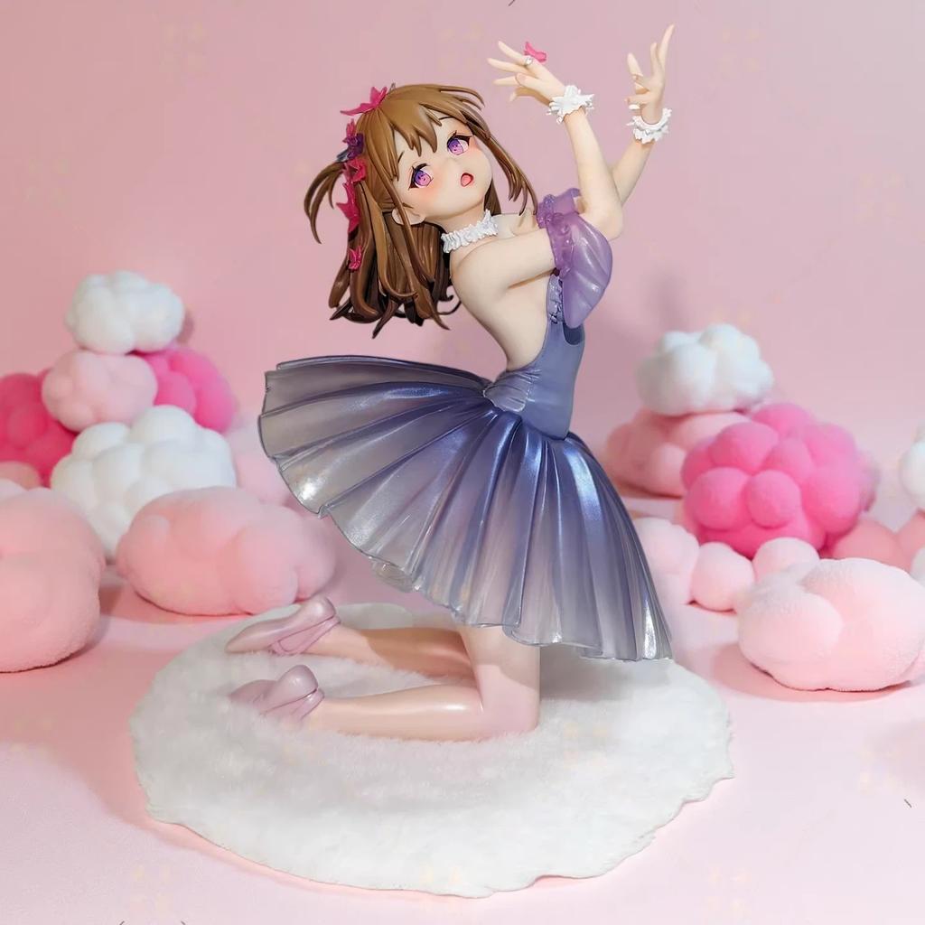 18cm/7inch Anime Girl Ballerina GK Figure Gray Gradient Dress Decor Ornament Collectible Model Gift for Anime Fans Home Decor