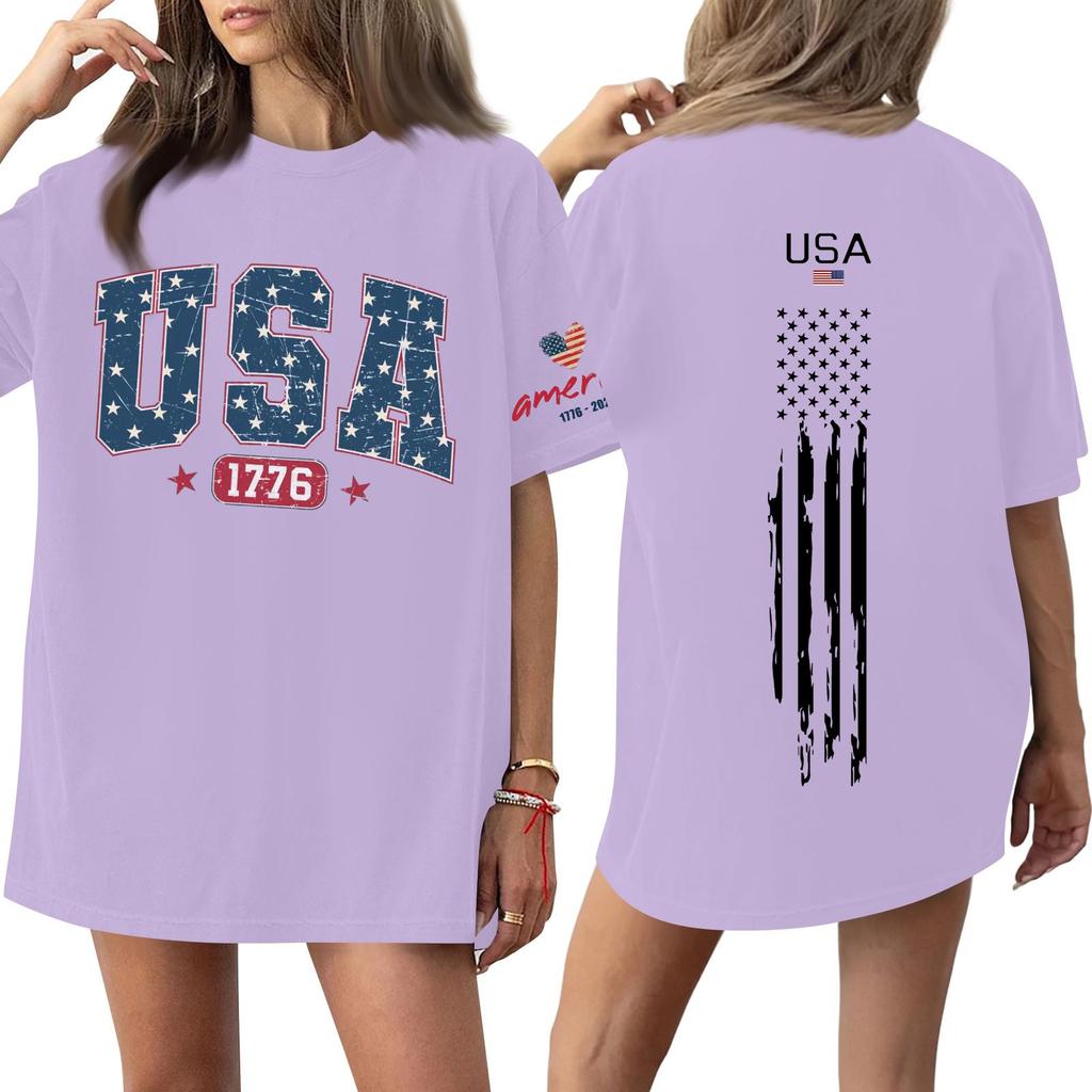 Women's Casual Fashion Round Neck Casual Print Short Sleeve T-Shirt Top
