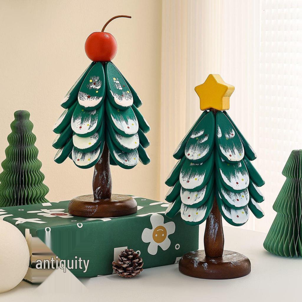 Conjunto de Base Isolada para Panela e Porta-Copos Dobrável de Madeira Maciça em Formato de Árvore de Natal