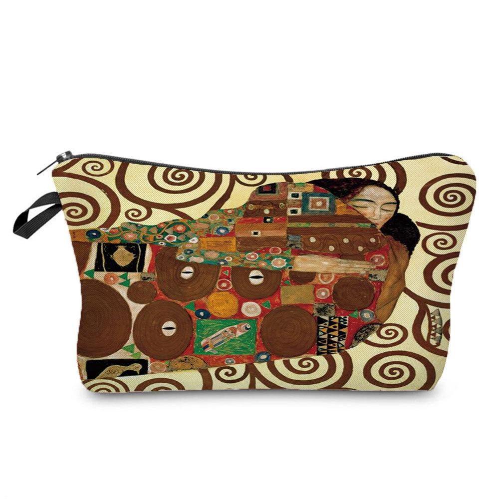 Dam Guld oljemålning Tryck Kosmetikväska Toalettartiklar Organisera Reseförvaringsfodral 6370