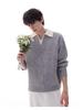 Unisex British-Style Heavyweight Sweater: Two-Piece Look, Lapel Design, Trendy and Versatile for Autumn/Winter.
