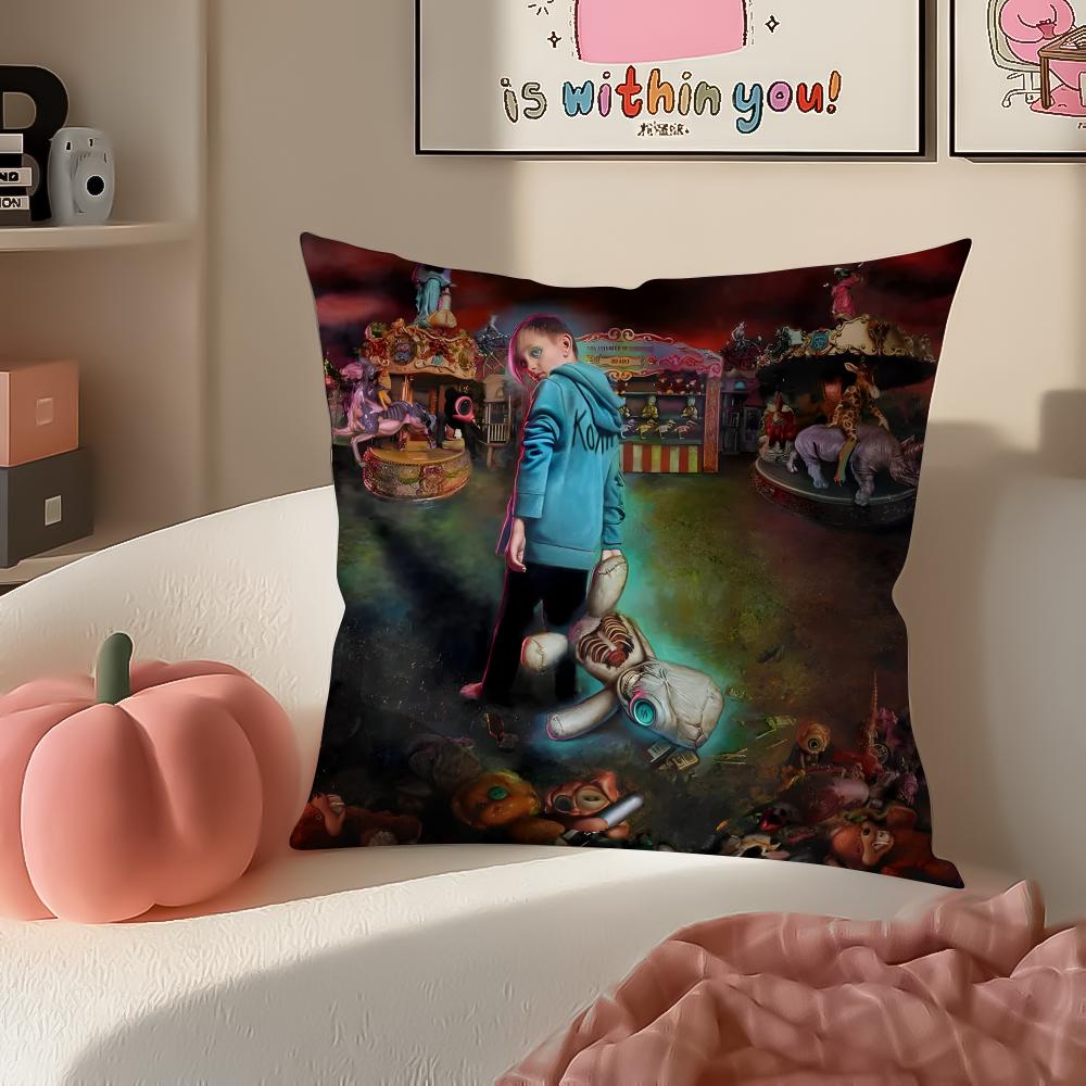 

Hot Metal American Band Album Kkorn Cushion Cover Pillowcase Short Plush Invisible zipper Room Sofa Cushion Cover 30x30cm