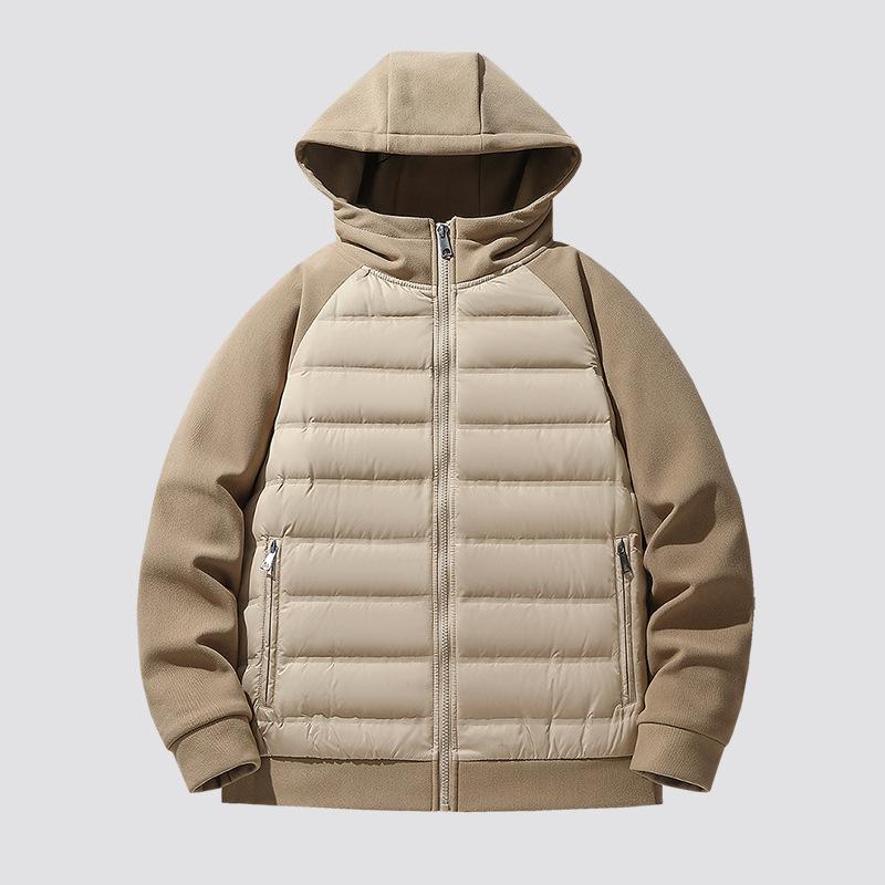 Couple Hooded Light Knitted Splicing Down Jacket Women's Autumn and Winter New Fashion Versatile Jacket