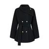 Women's Black Hepburn-Style Short Wool Cape Coat - Thickened High-End Wool Outerwear for Autumn and Winter 2025