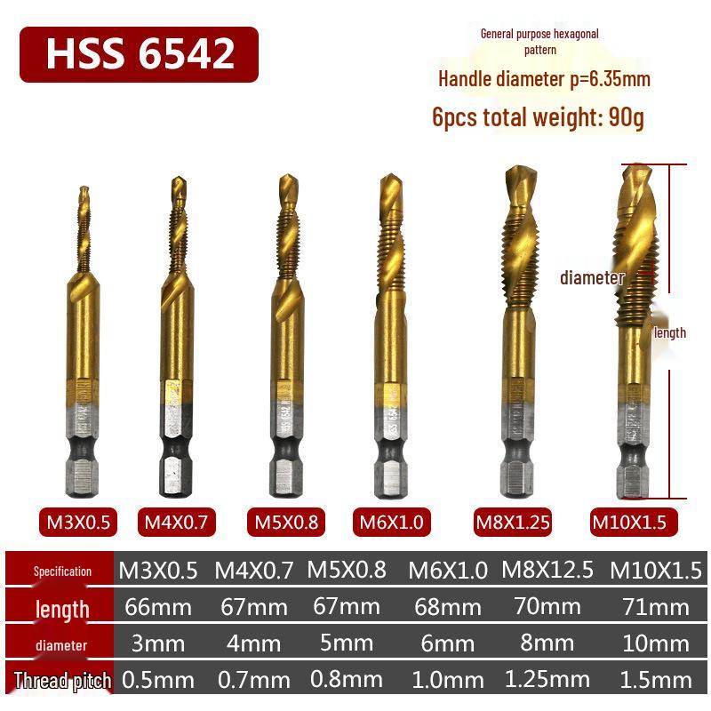 4341-6542 Series Taper Tap: High-Speed Steel Spiral Tap for Hole Opening, Chamfering, and Tapping.