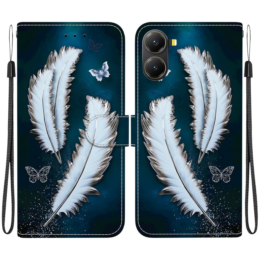 For Xiaomi Poco X7 Pro 5G/Redmi Turbo 4 5G Case Pattern Printing Leather Wallet Phone Cover with Lanyard