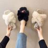 Internet Celebrity Cross Hairy Slippers Female 2023 Autumn and Winter New Outer Wear Ins Fairy Wind Plush Flat Bottom One Word Slippers