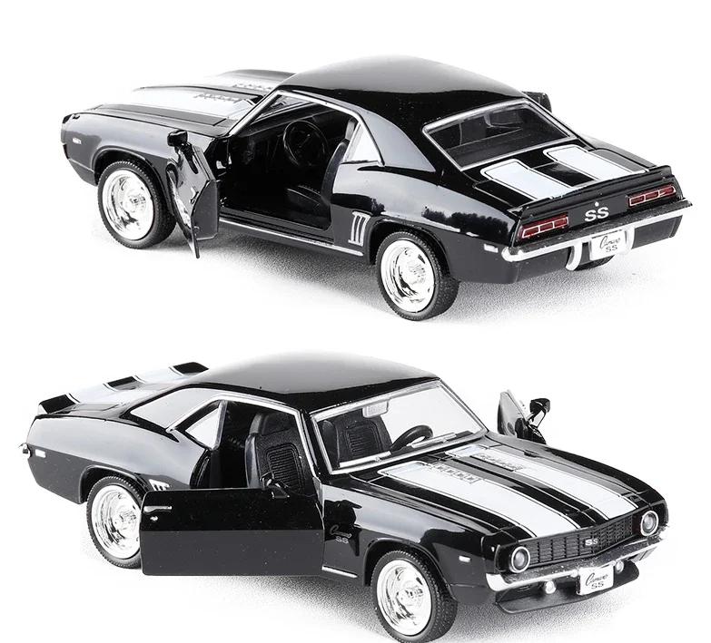1:36 Chevrolet USA 1969 Camaro SS Vintage Matt Schwarz Diecast Metall Auto Modell Spielzeug Für Sammlung Geschenk Kinder A318