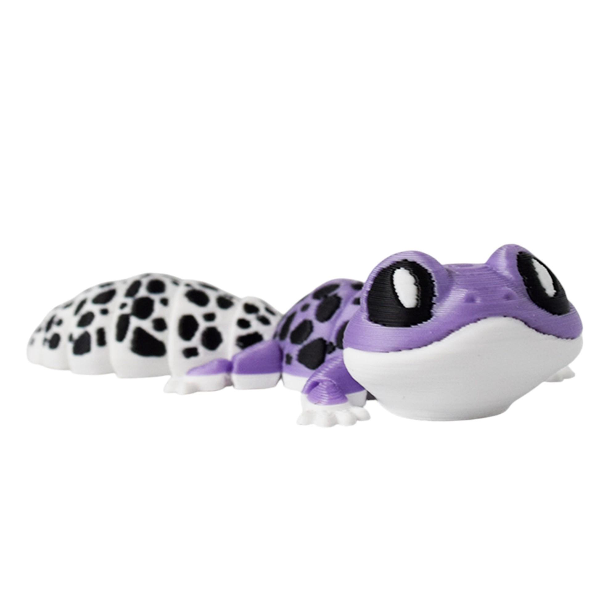 

3D Printed Movable Gecko Toy – Cute and Creative Animal Figure for Kids Purple and White