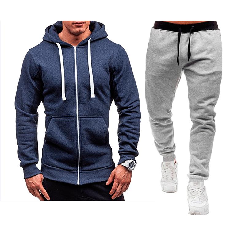 New Casual Sweatshirt Zipper Hooded Sweatshirt Jacket Men's Solid Color Cardigan Suit
