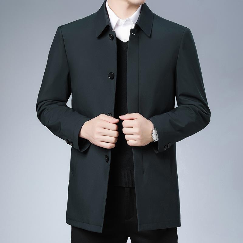 

Для мужчин среднего возраста Новая куртка Пуховик для бизнеса для зимы Для улицы Универсальный лацкан Однотонный Модный Повседневный 4XL