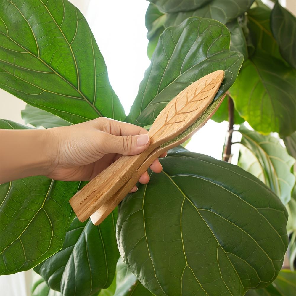 1pc Wooden Leaf Cleaning Tongs - Handheld Plant Brush, Natural Aesthetic, Durable Handle for Gentle Leaf Cleaning