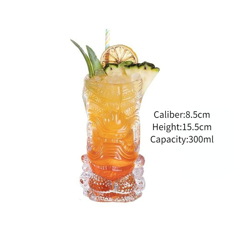 Tiki Glass Cups Tiki Mugs Cocktail Glasses Cup Creative Hawaiian Cocktail Cups Funny Cup Beer Beverage Glass Bar Accessories