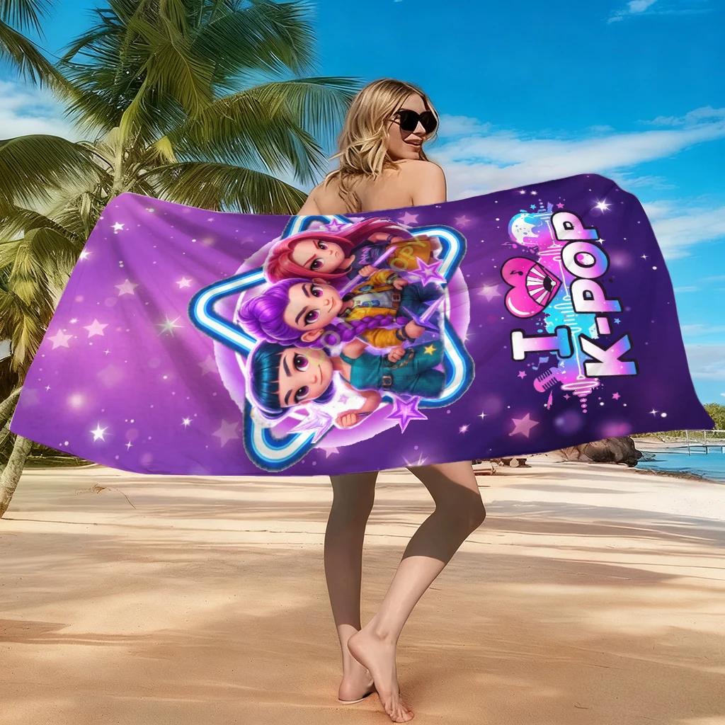 1pc I Love K-pop Cartoon Beach Towel Quick-drying Super Absorbent Suitable for Beach Vacation Pool Summer Funny Gift for Friends