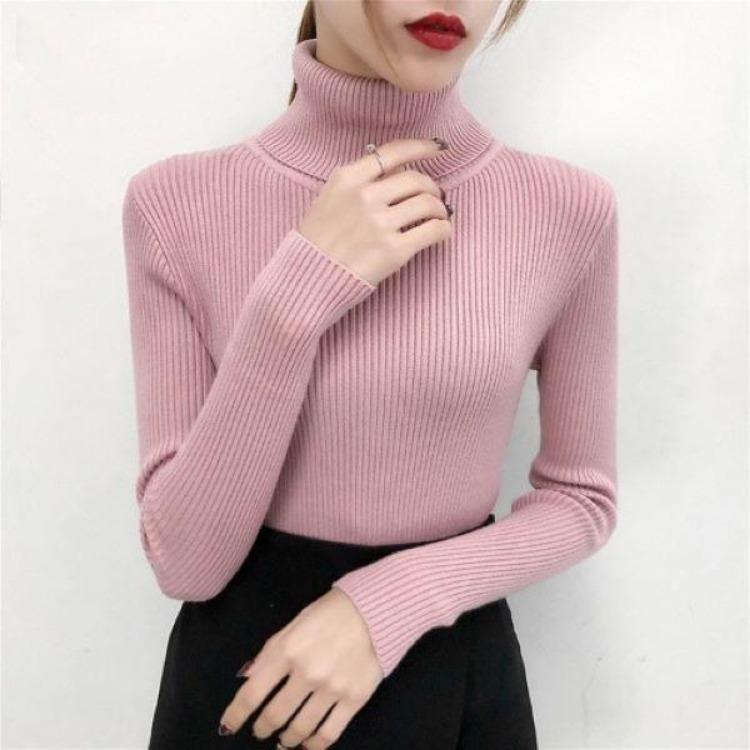 Slim Fit Women Turtleneck Sweater Knitted Pullovers Winter Warm Plus Size Clothes Elastic Soft High Quality
