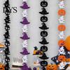 Halloween Theme Decor Party Felt Hanging Garland, Creepy Pumpkin Ghost Skull Witch Hat Indoor Outdoor Festive Banners Streamer, Horror Banner Backdrop