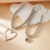 Adjustable Big Heart Pendant Necklace Exaggerated Double-layer Choker Chain Jewelry  Party Wear